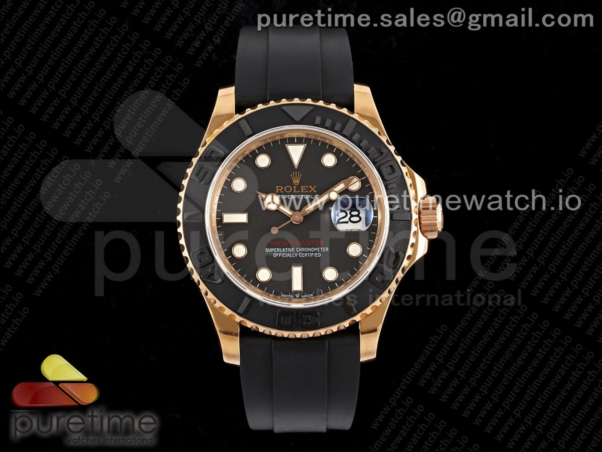 Yacht-Master 126655 RG APSF Black Dial on Black Rubber Strap A3235