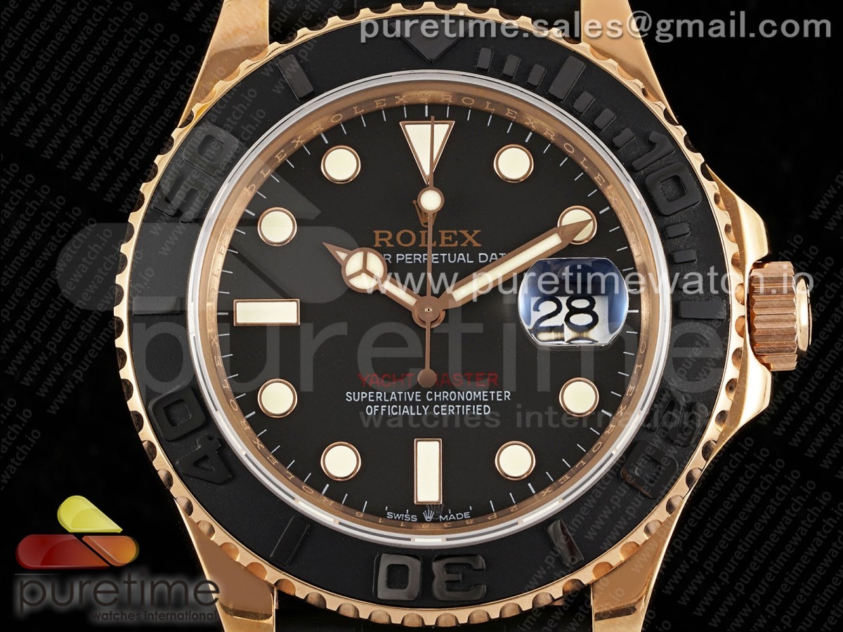 Yacht-Master 126655 RG APSF Black Dial on Black Rubber Strap A3235