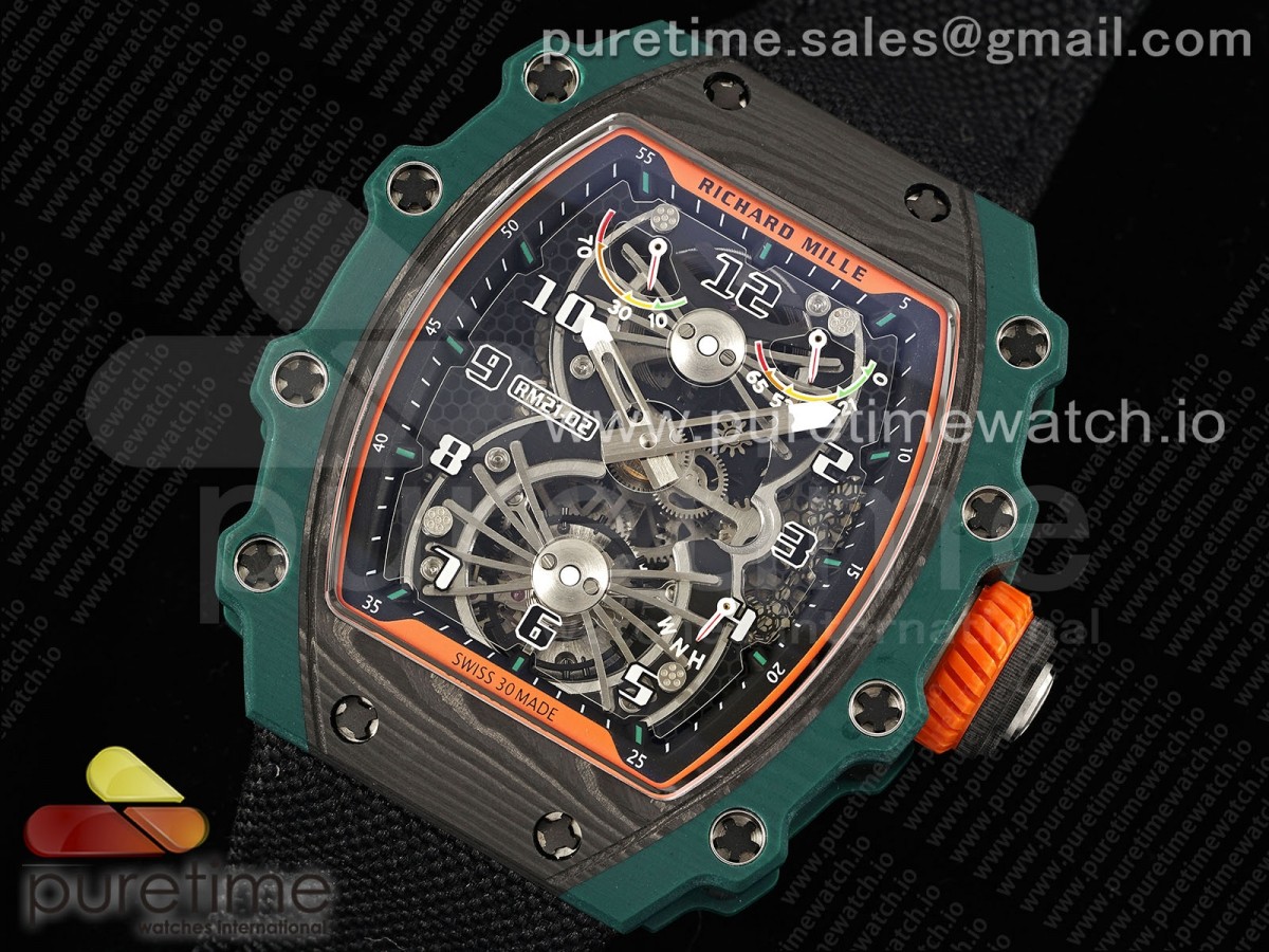 RM21-02 Tourbillon NTPT RMF Skeleton Dial on Black Nylon Strap