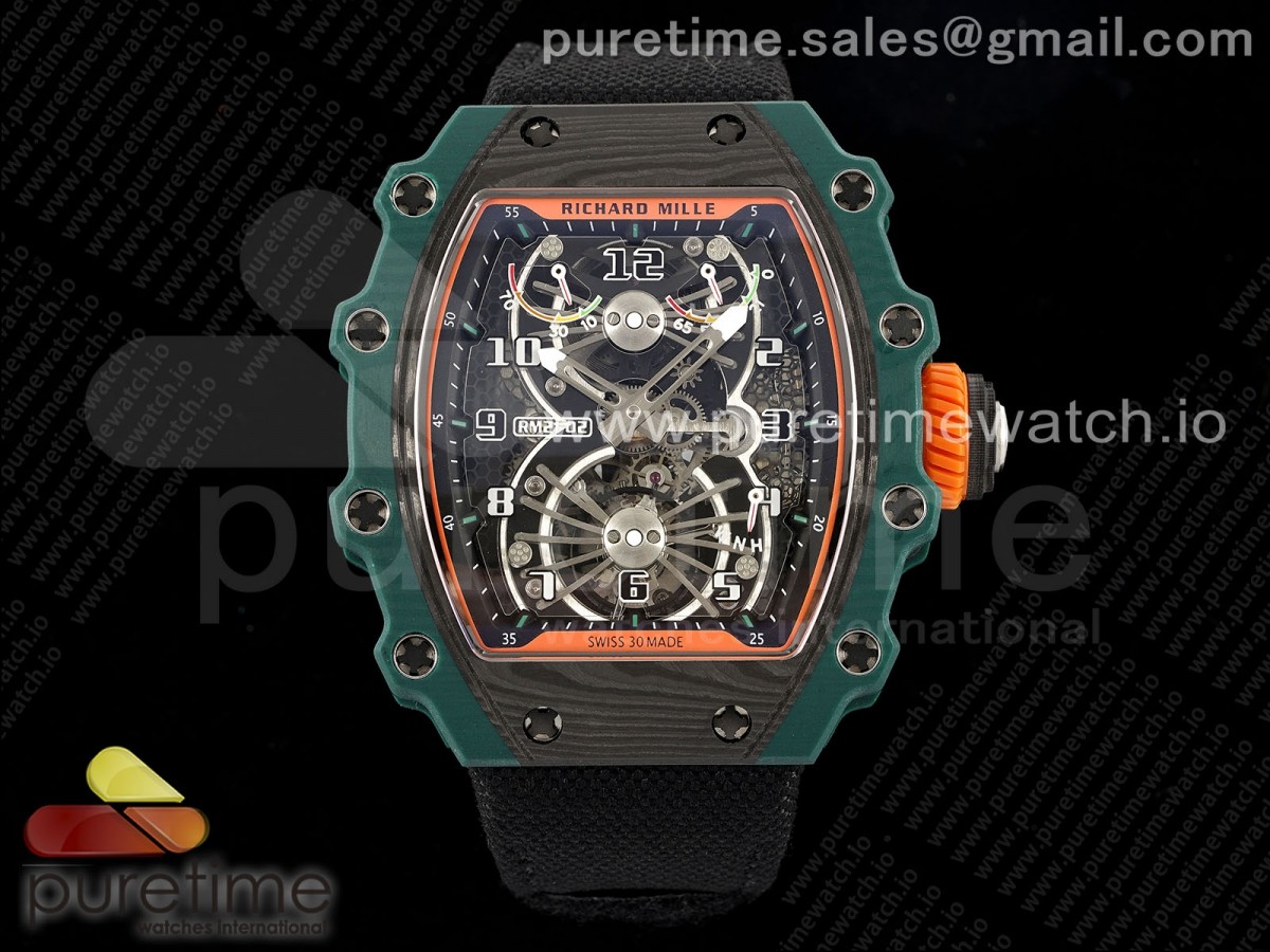 RM21-02 Tourbillon NTPT RMF Skeleton Dial on Black Nylon Strap