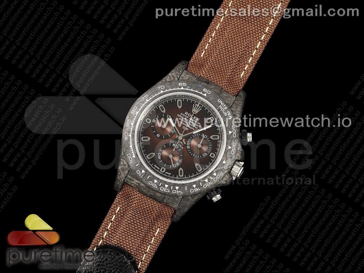 Daytona DIW Carbon/SS Case and Bezel DIWF Edition Brown Dial on Brown Nylon Strap A7750