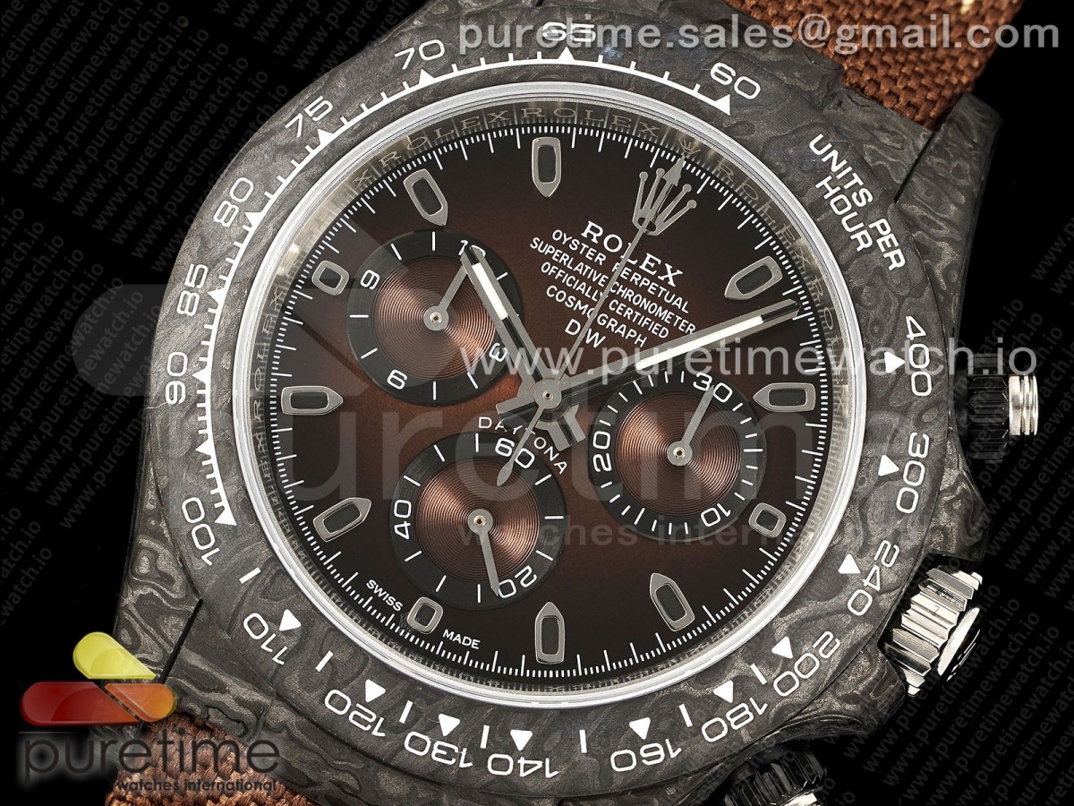 Daytona DIW Carbon/SS Case and Bezel DIWF Edition Brown Dial on Brown Nylon Strap A7750