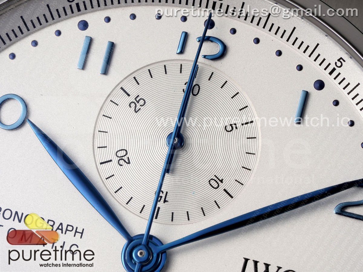 Portuguese Chrono IW3716 SS AZF White Dial Blue Markers on SS Bracelet A69355
