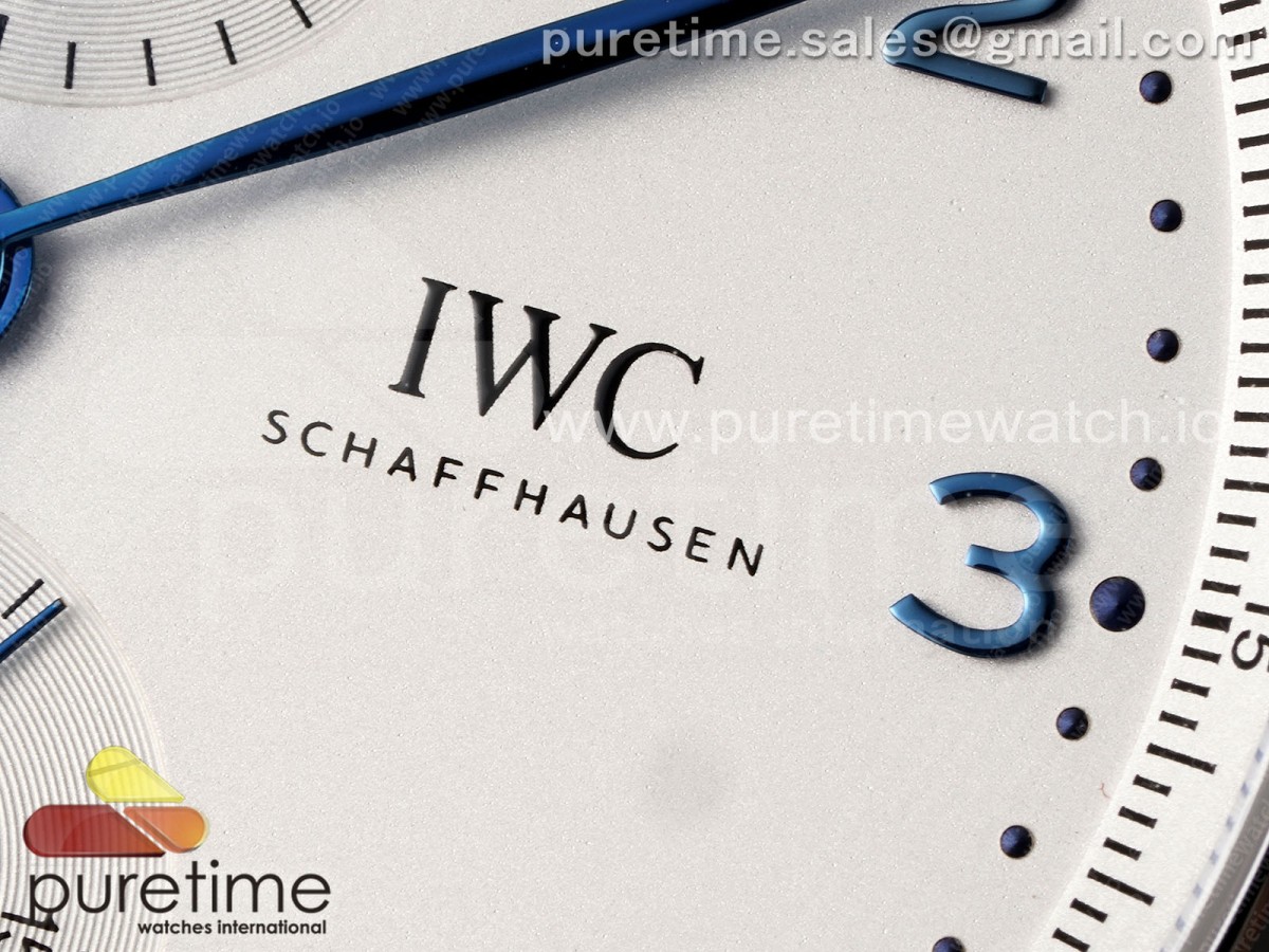 Portuguese Chrono IW3716 SS AZF White Dial Blue Markers on SS Bracelet A69355