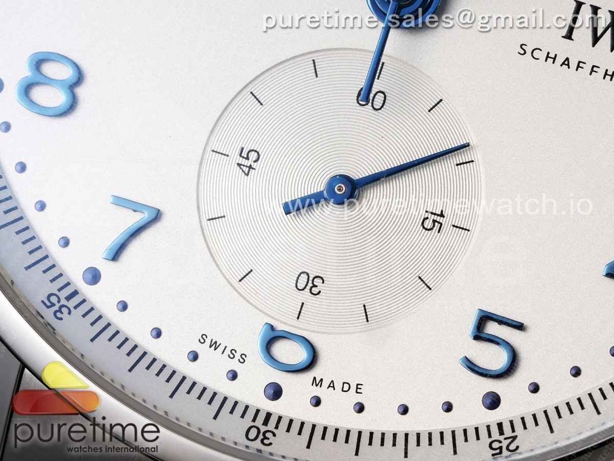 Portuguese Chrono IW3716 SS AZF White Dial Blue Markers on SS Bracelet A69355