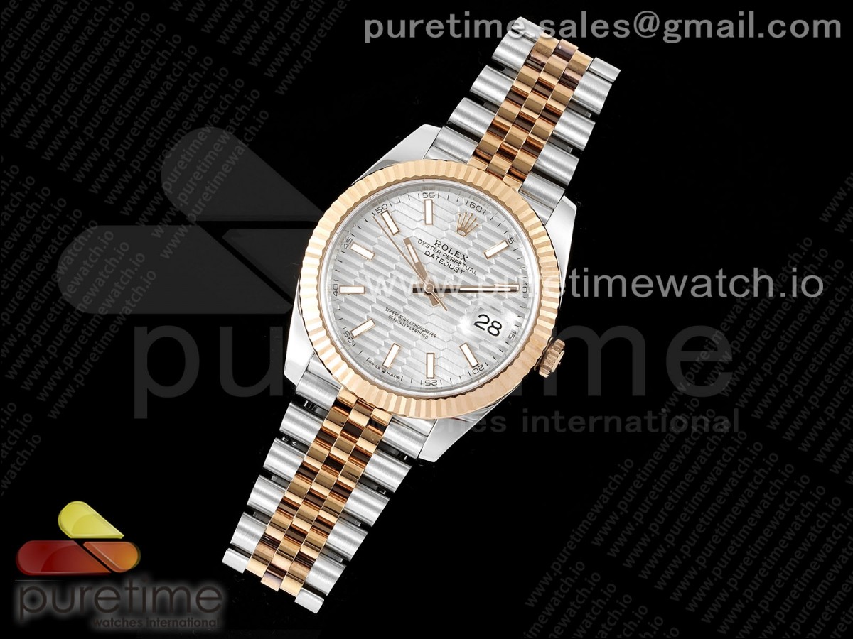 DateJust 41 126331 Fluted Bezel KING 904L Steel Silver Textured Dial on Jubilee Bracelet VR3235