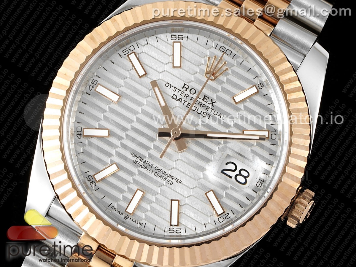 DateJust 41 126331 Fluted Bezel KING 904L Steel Silver Textured Dial on Jubilee Bracelet VR3235