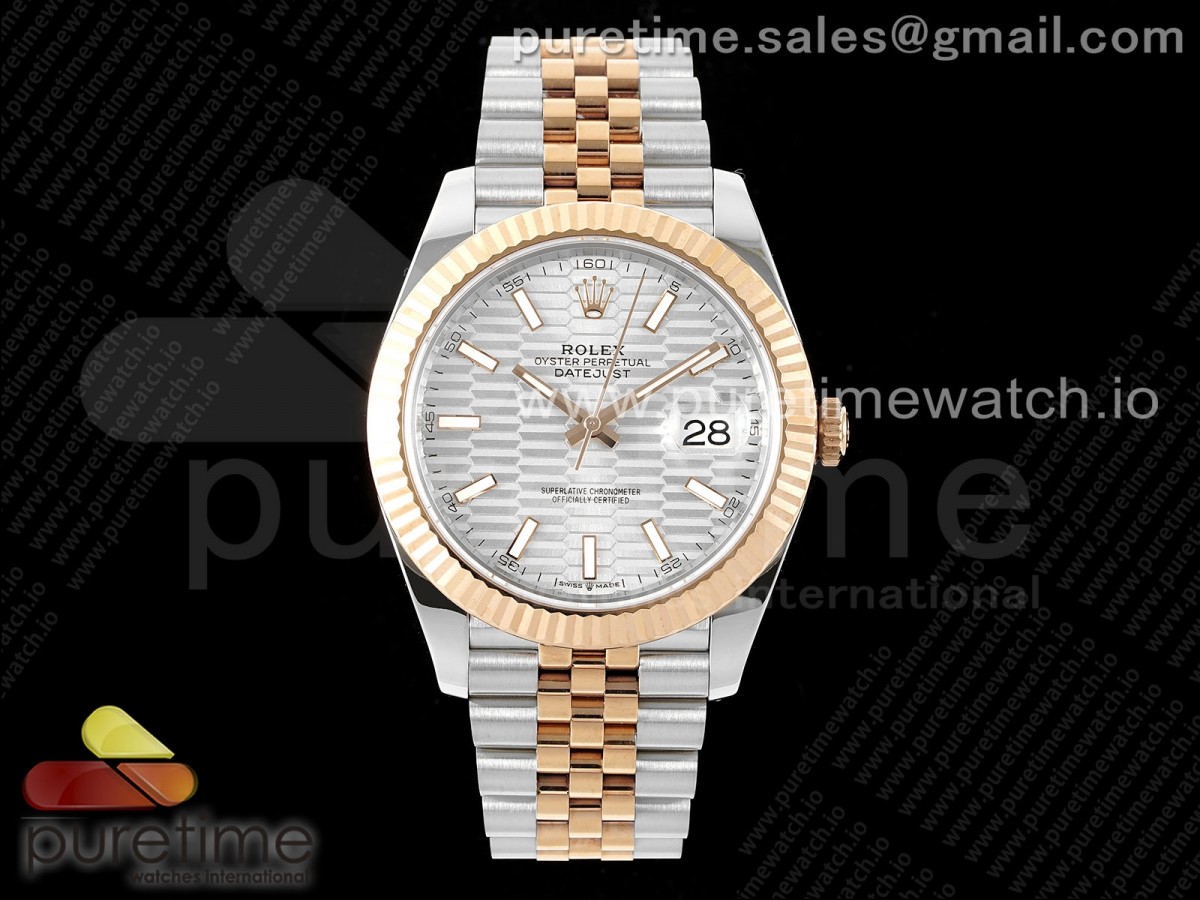 DateJust 41 126331 Fluted Bezel KING 904L Steel Silver Textured Dial on Jubilee Bracelet VR3235