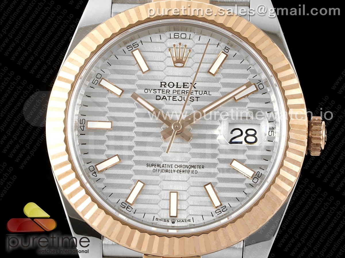 DateJust 41 126331 Fluted Bezel KING 904L Steel Silver Textured Dial on Jubilee Bracelet VR3235
