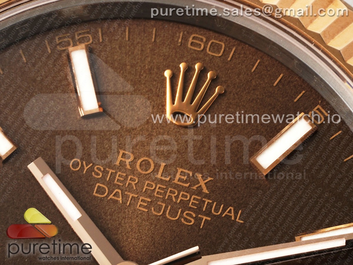 DateJust 41 126331 Fluted Bezel KING 904L Steel Brown Stick Dial on Oyster Bracelet VR3235