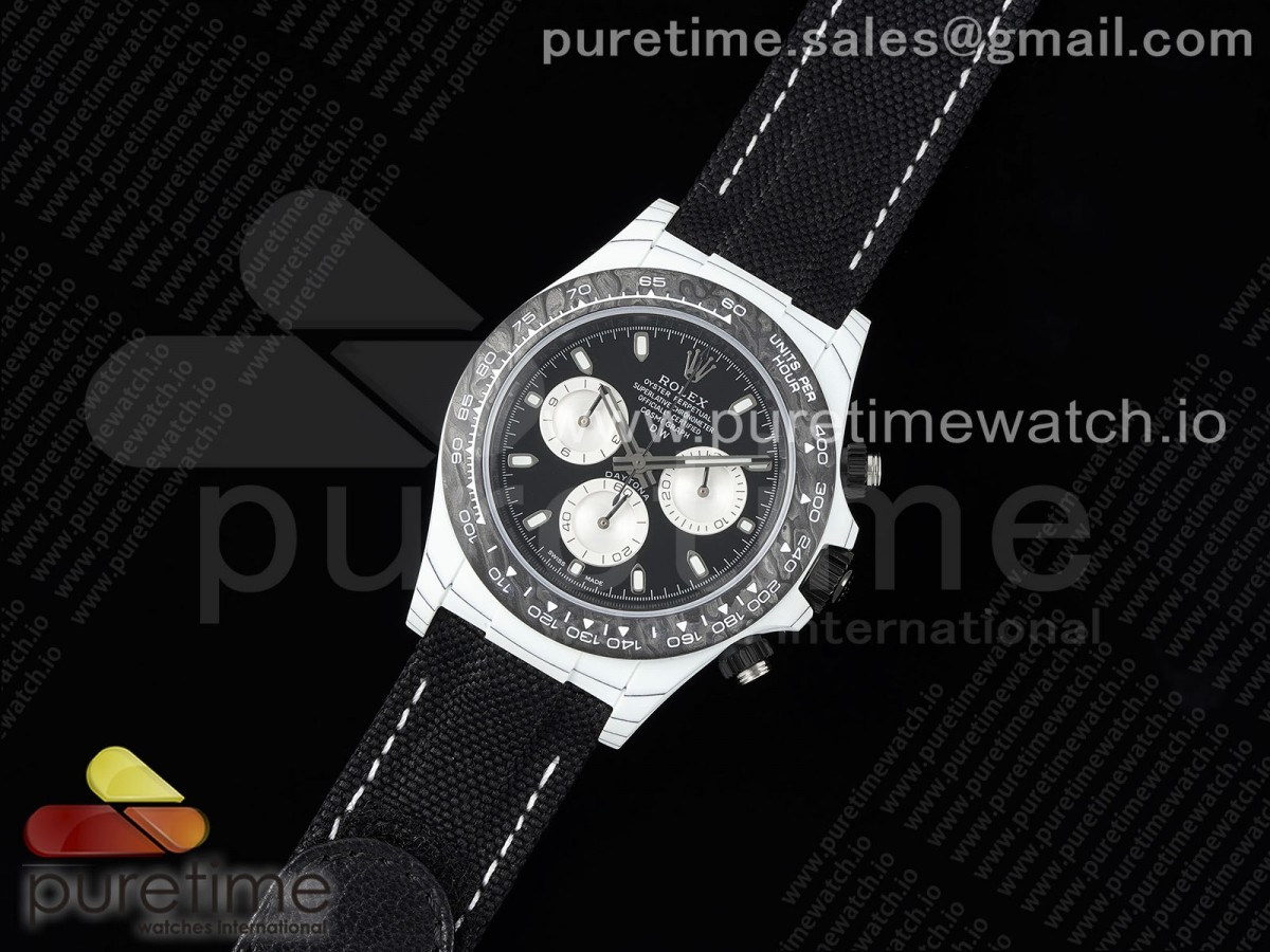 Daytona DIW White Carbon Case DIWF Edition Black/White Dial on Black Nylon Strap A7750
