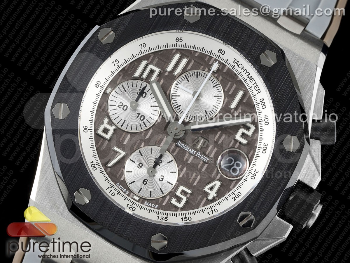 Royal Oak Offshore 42mm SS APF Brown Dial Ceramic Bezel on Gray Rubber Strap A3126