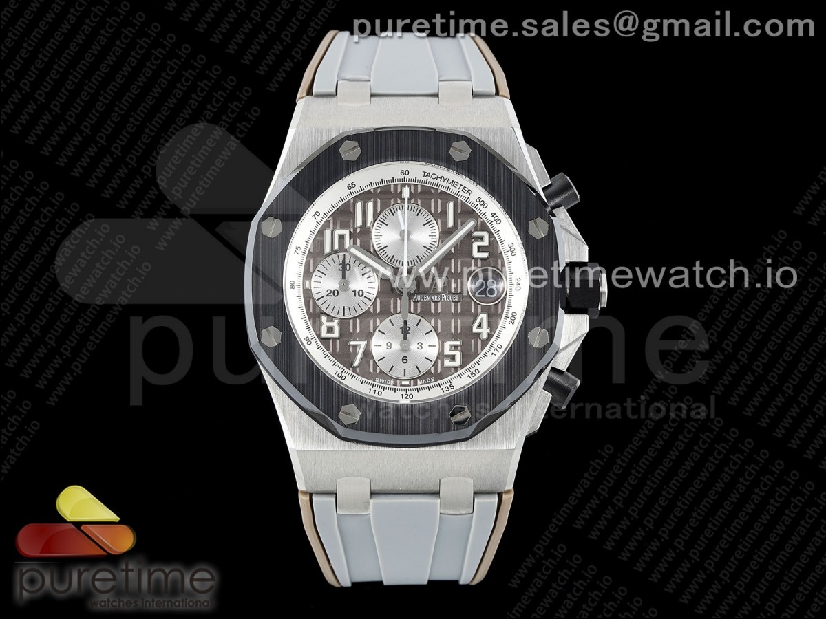 Royal Oak Offshore 42mm SS APF Brown Dial Ceramic Bezel on Gray Rubber Strap A3126