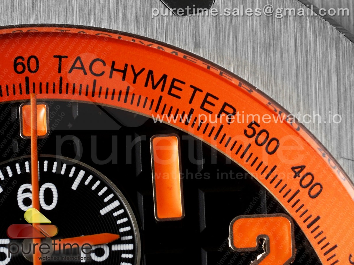 Royal Oak Offshore 42mm SS APF Black Dial Orange Markers on Black Leather Strap A7750
