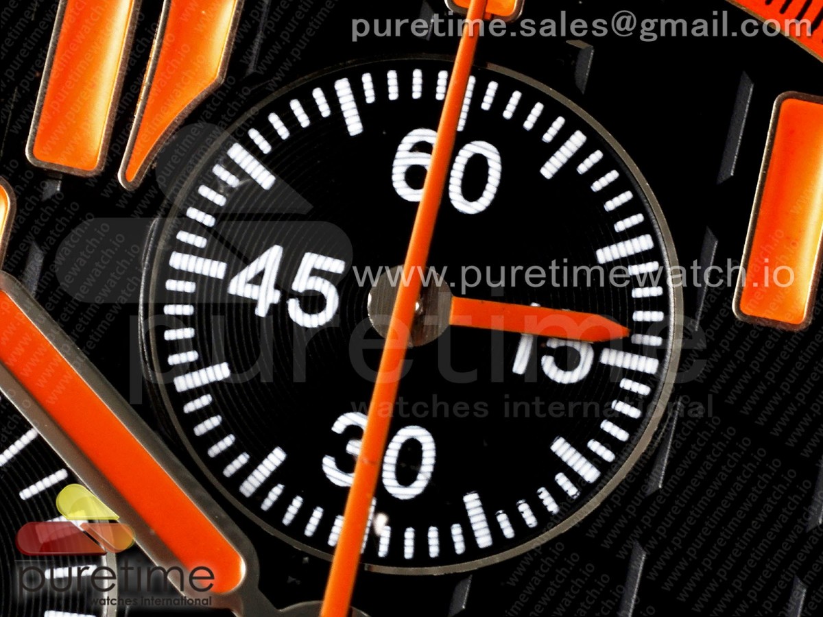 Royal Oak Offshore 42mm SS APF Black Dial Orange Markers on Black Leather Strap A7750