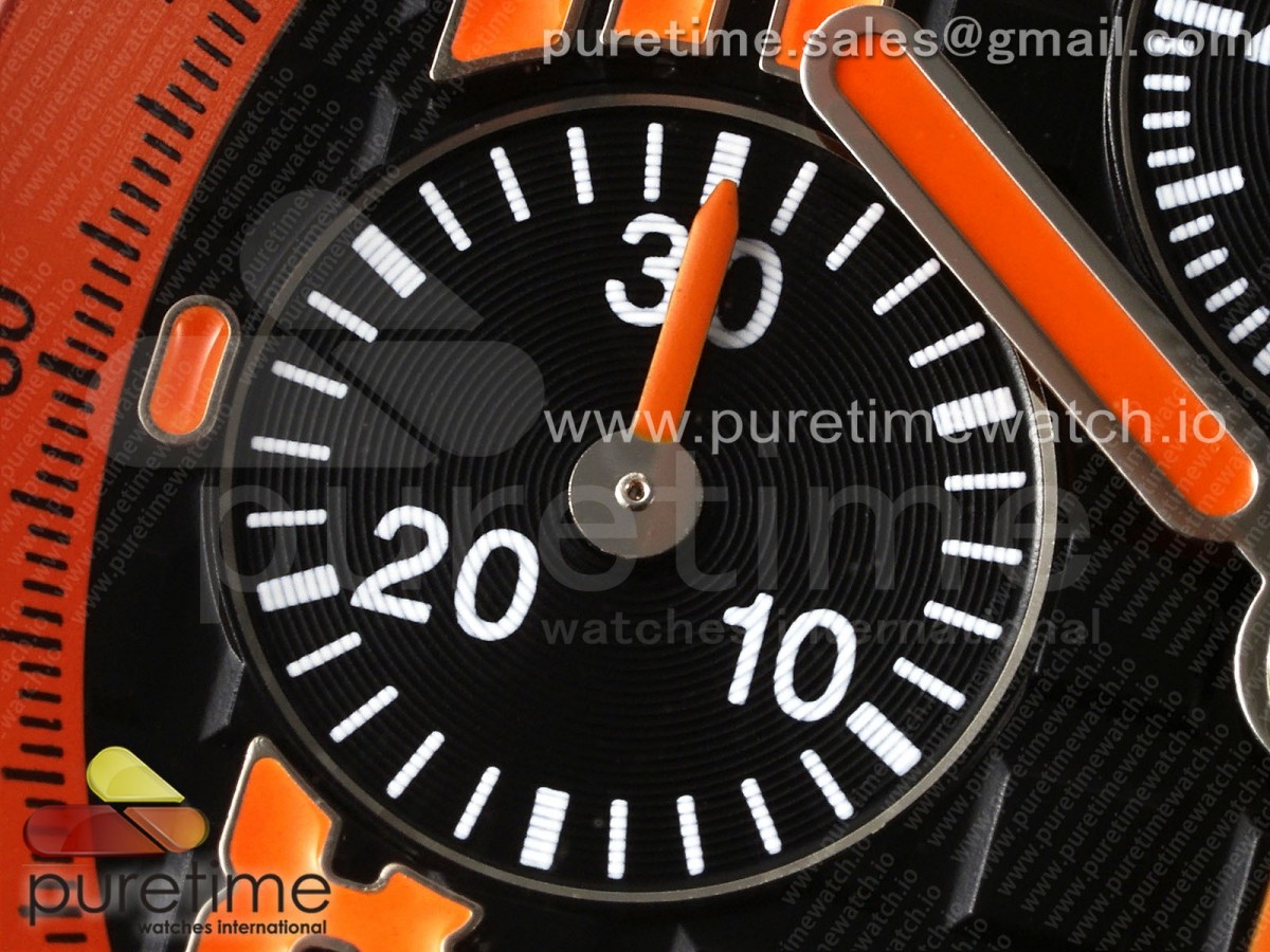 Royal Oak Offshore 42mm SS APF Black Dial Orange Markers on Black Leather Strap A7750