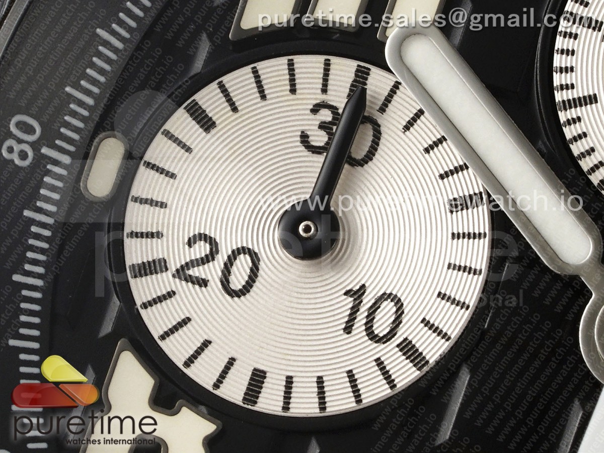 Royal Oak Offshore 42mm SS APF Black Dial White Markers Ceramic Bezel on Black Rubber Strap A7750