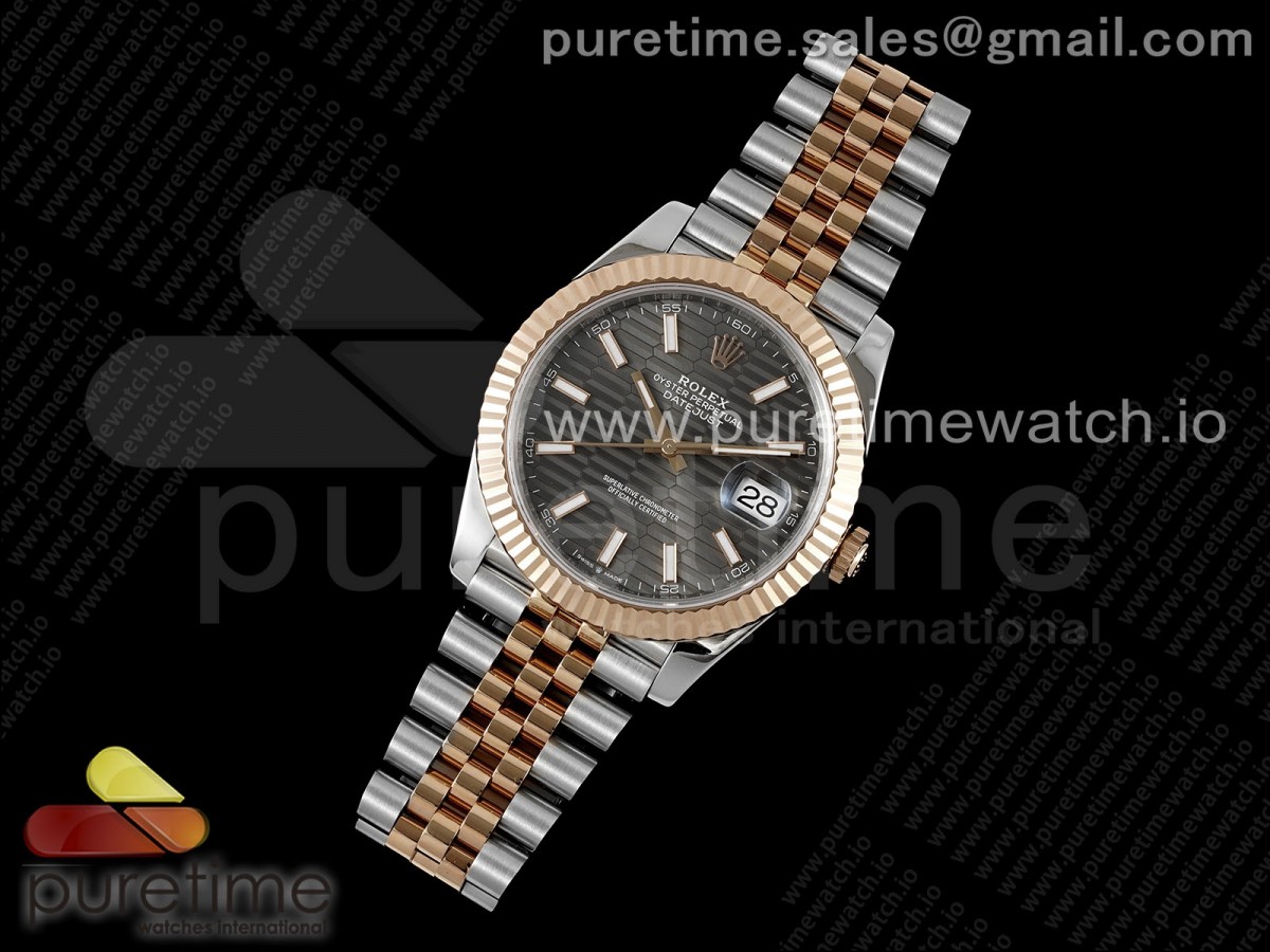 DateJust 41 126331 VSF 904L Steel Gray Textured Dial on SS/RG Jubilee Bracelet VS3235
