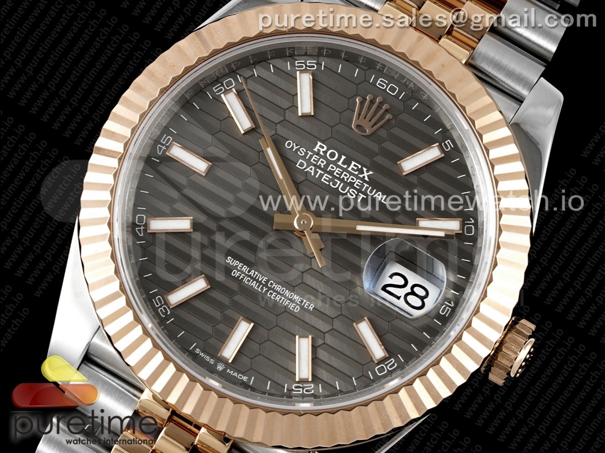 DateJust 41 126331 VSF 904L Steel Gray Textured Dial on SS/RG Jubilee Bracelet VS3235