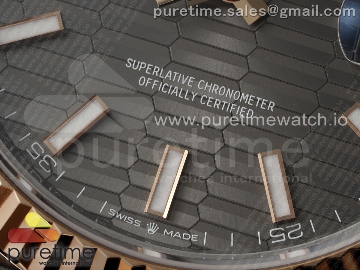 DateJust 41 126331 VSF 904L Steel Gray Textured Dial on SS/RG Jubilee Bracelet VS3235