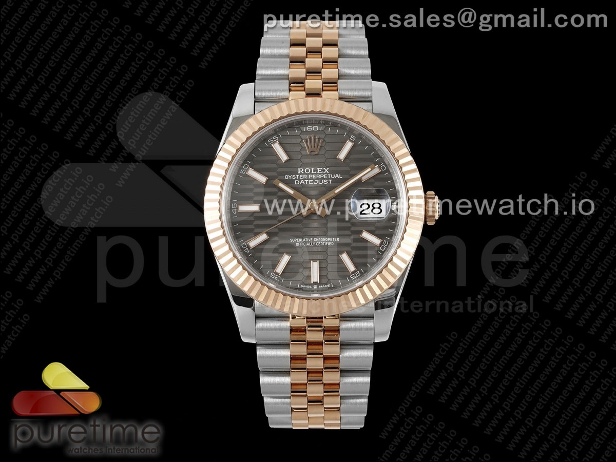 DateJust 41 126331 VSF 904L Steel Gray Textured Dial on SS/RG Jubilee Bracelet VS3235