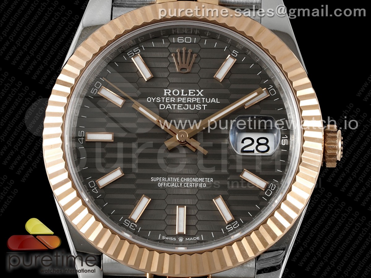 DateJust 41 126331 VSF 904L Steel Gray Textured Dial on SS/RG Jubilee Bracelet VS3235