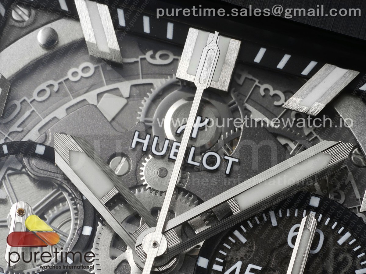 Square Bang Unico 42mm Titanium BBF Skeleton Dial Ceramic Bezel on Black Rubber Strap A1280