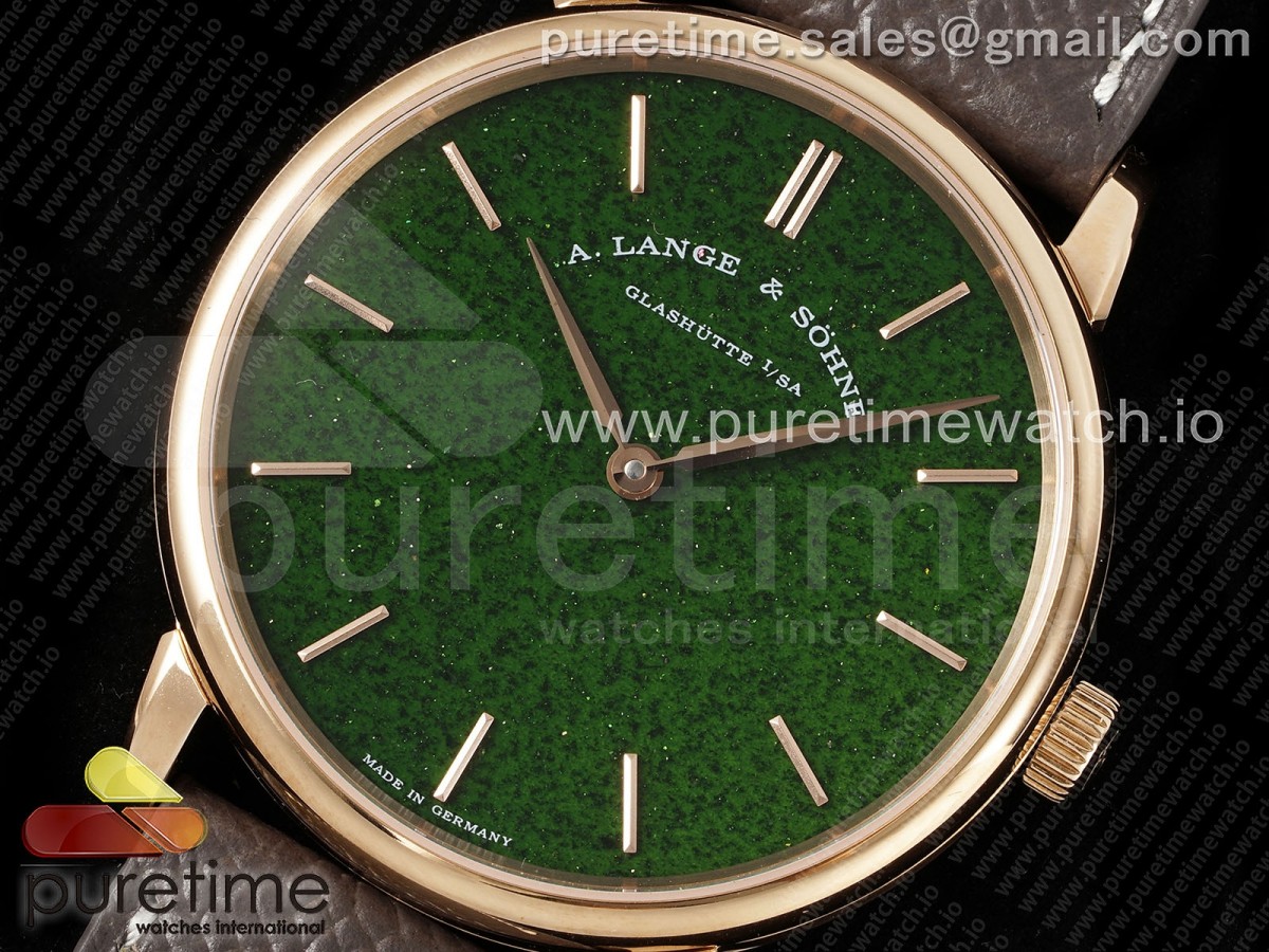 Saxonia Thin RG F8F Edition Green Dial on Brown Leather Strap A23J
