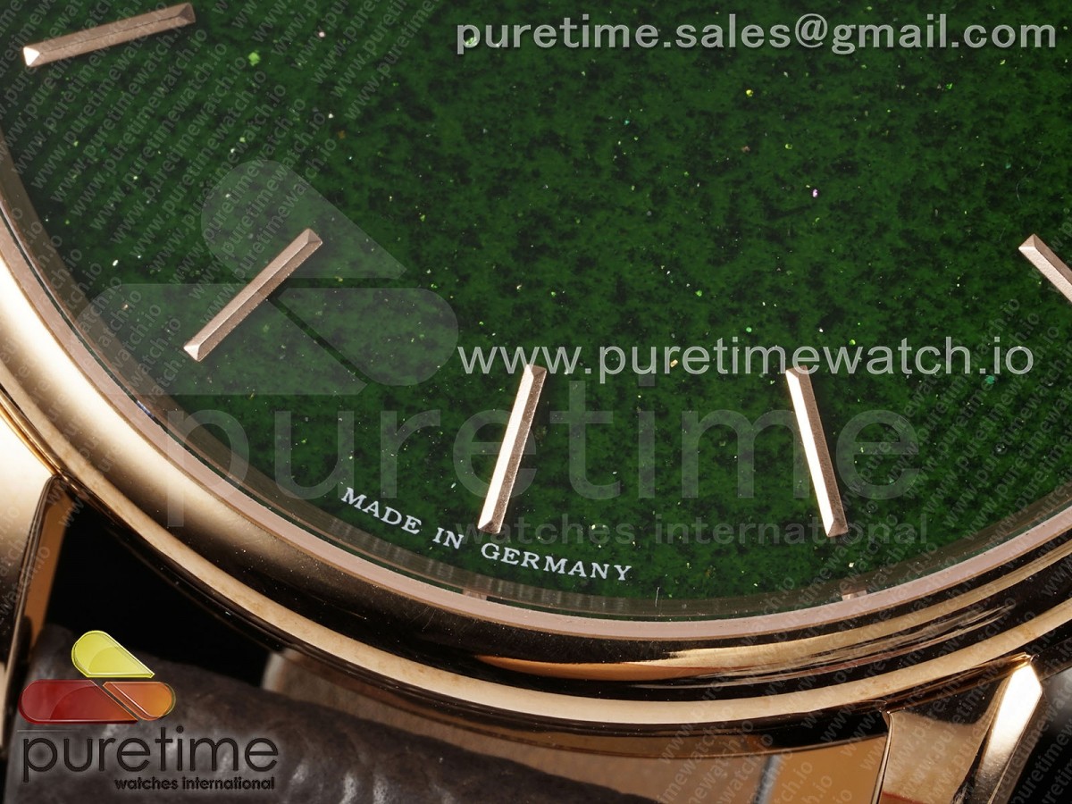 Saxonia Thin RG F8F Edition Green Dial on Brown Leather Strap A23J