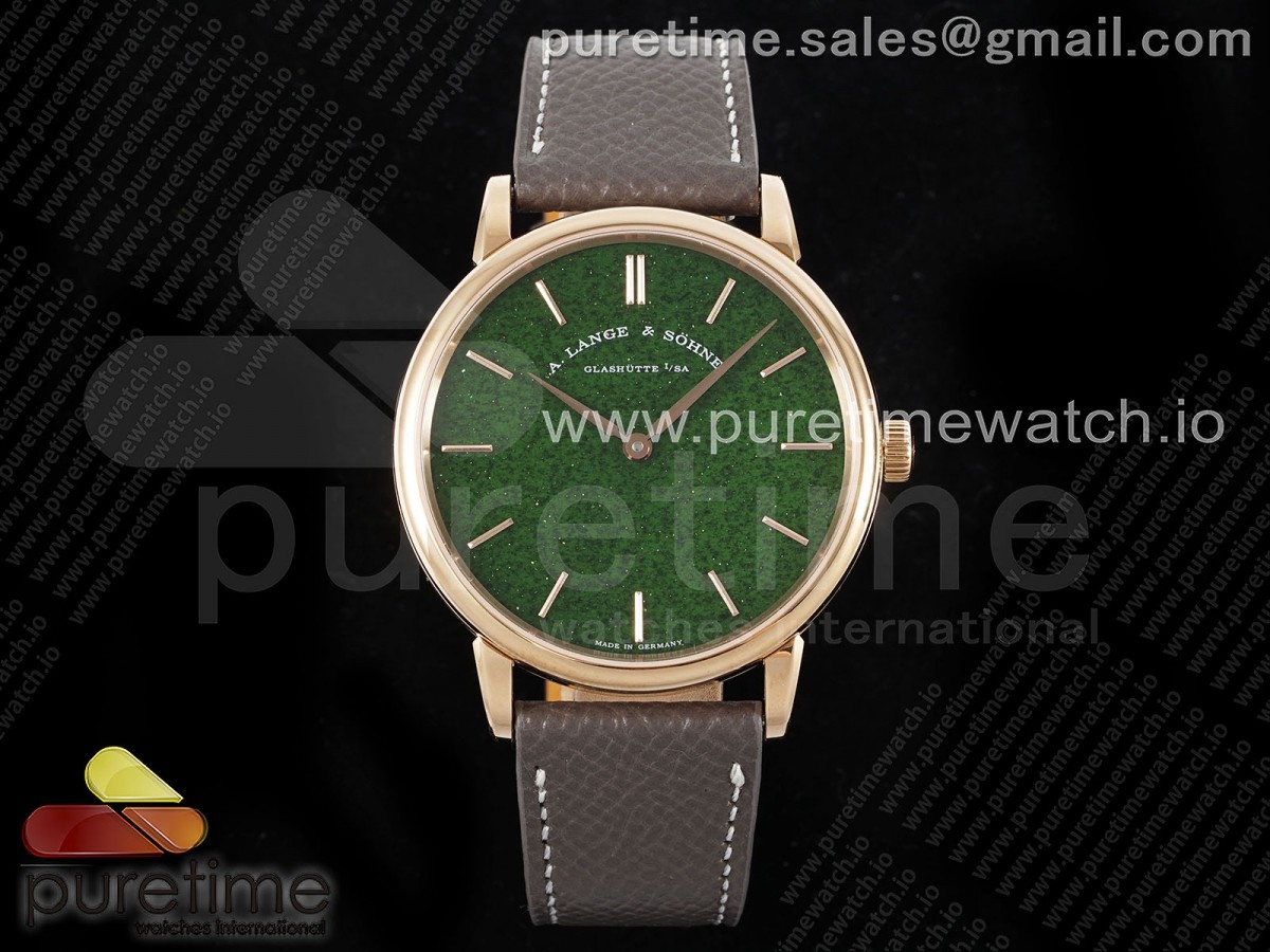 Saxonia Thin RG F8F Edition Green Dial on Brown Leather Strap A23J