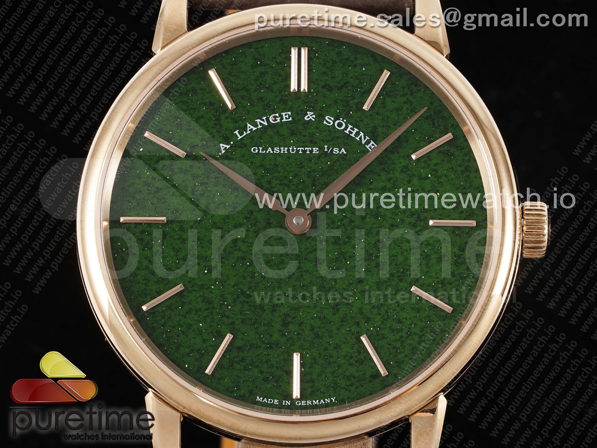 Saxonia Thin RG F8F Edition Green Dial on Brown Leather Strap A23J