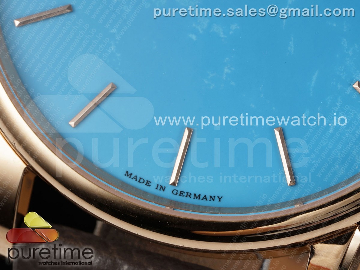 Saxonia Thin RG F8F Edition Tiffany Blue Dial on Brown Leather Strap A23J