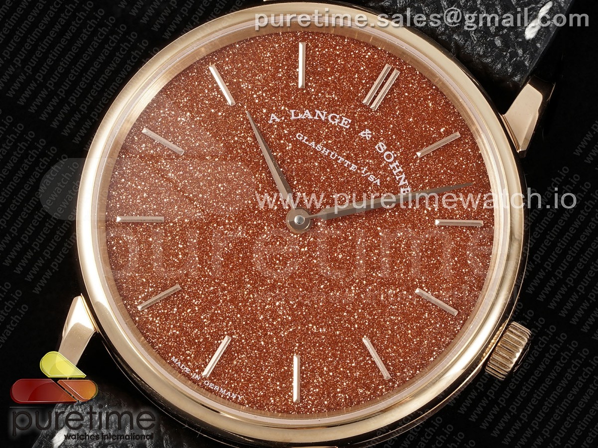 Saxonia Thin RG F8F Edition Orange Dial on Black Leather Strap A23J