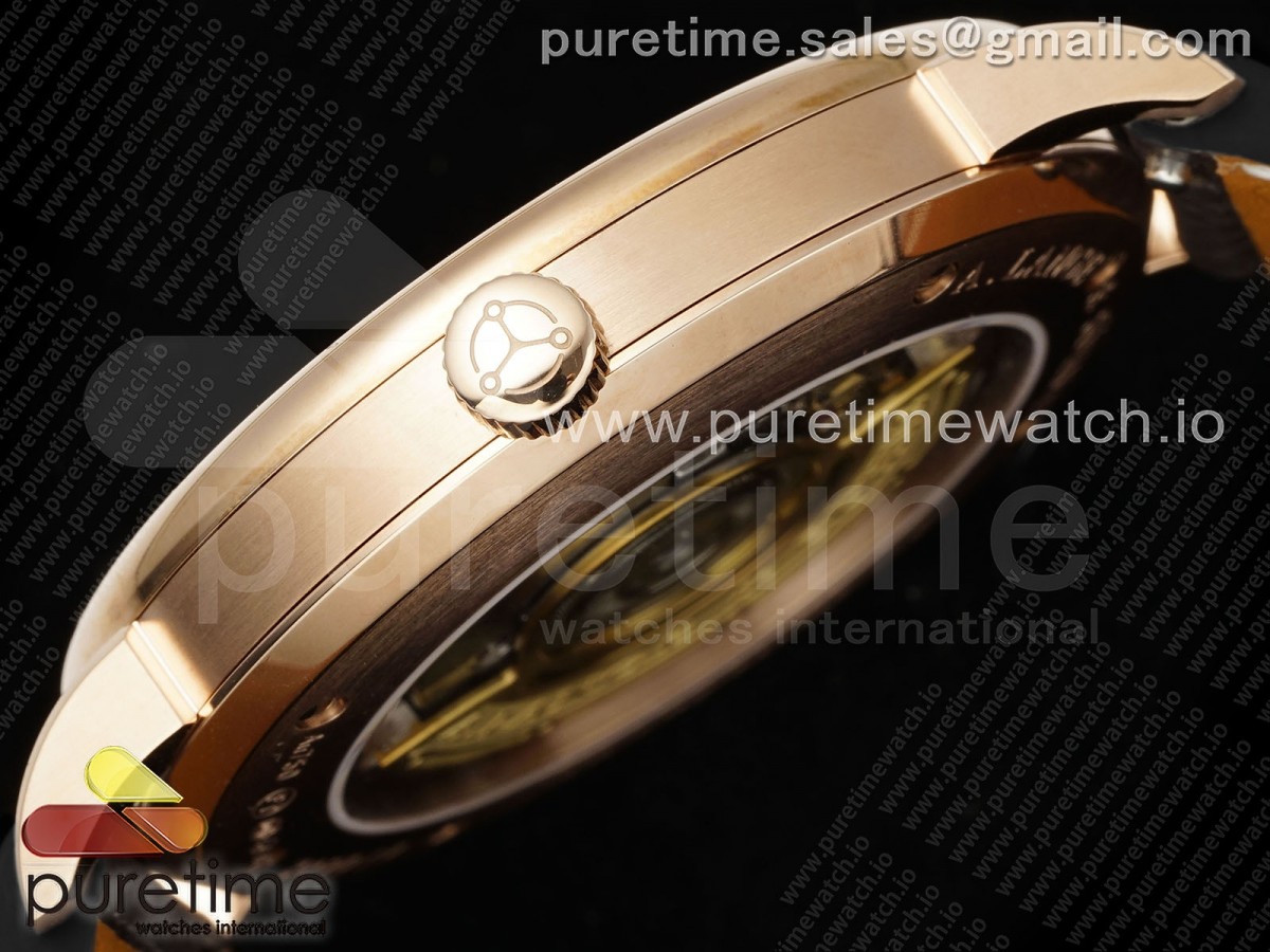 Saxonia Thin RG F8F Edition Orange Dial on Black Leather Strap A23J