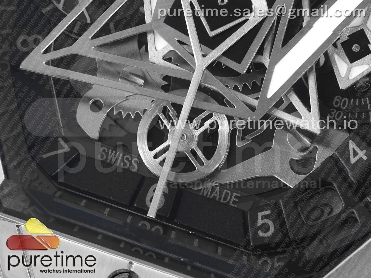 Spirit of Big Bang Sang Bleu SS BLSF Edition Skeleton Dial on Black Rubber Strap A7750
