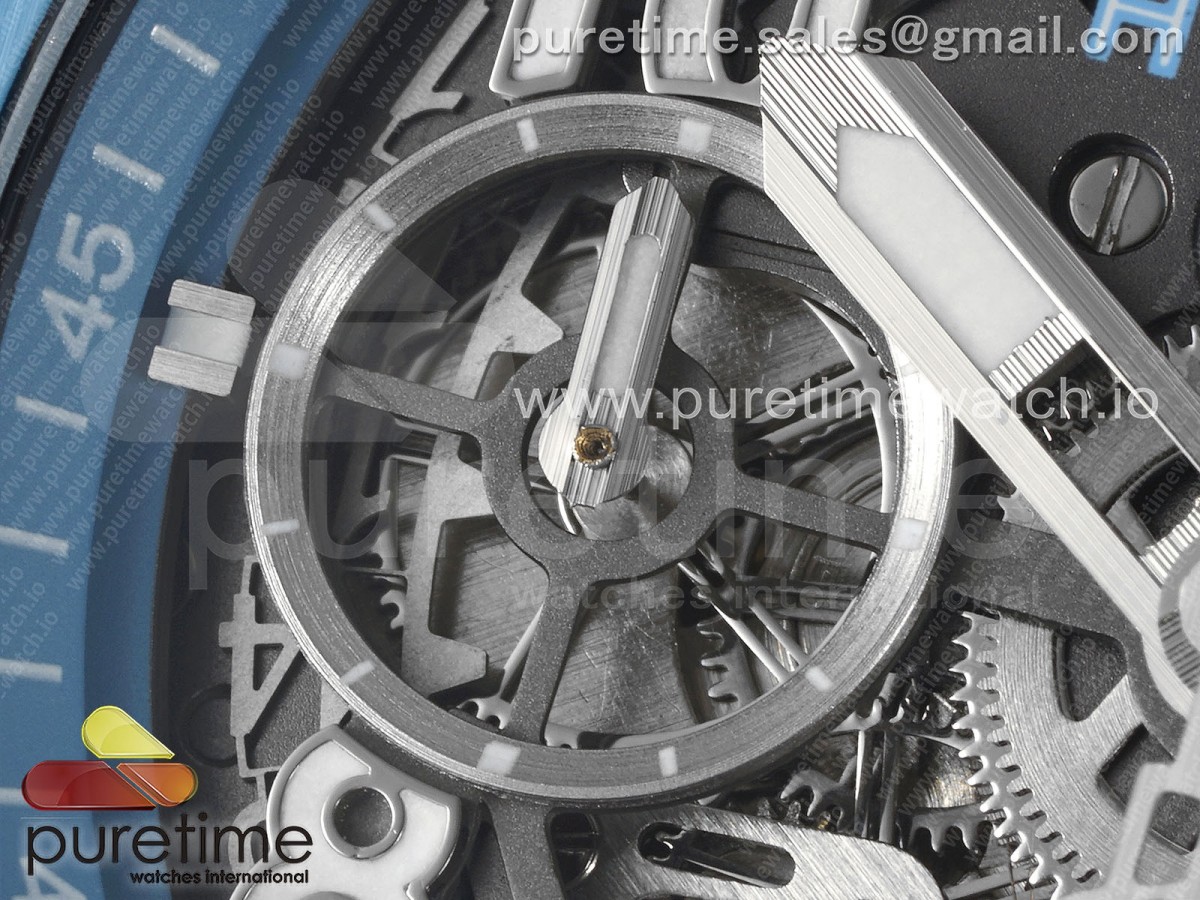 Big Bang Unico Sky Blue Ceramic BBF Skeleton Dial on Blue/White Rubber Strap A1280