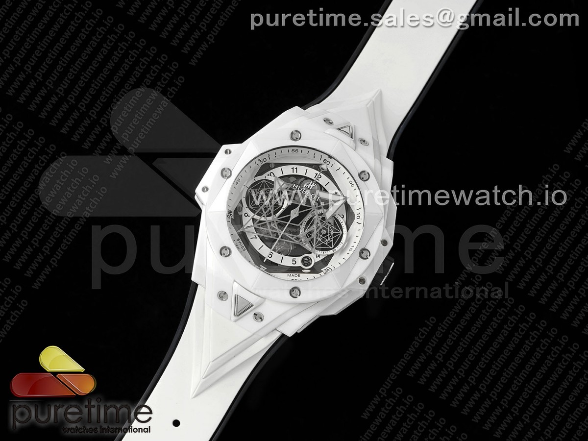 Big Bang Sang Bleu II White Ceramic BBF on Green Rubber Strap A1240