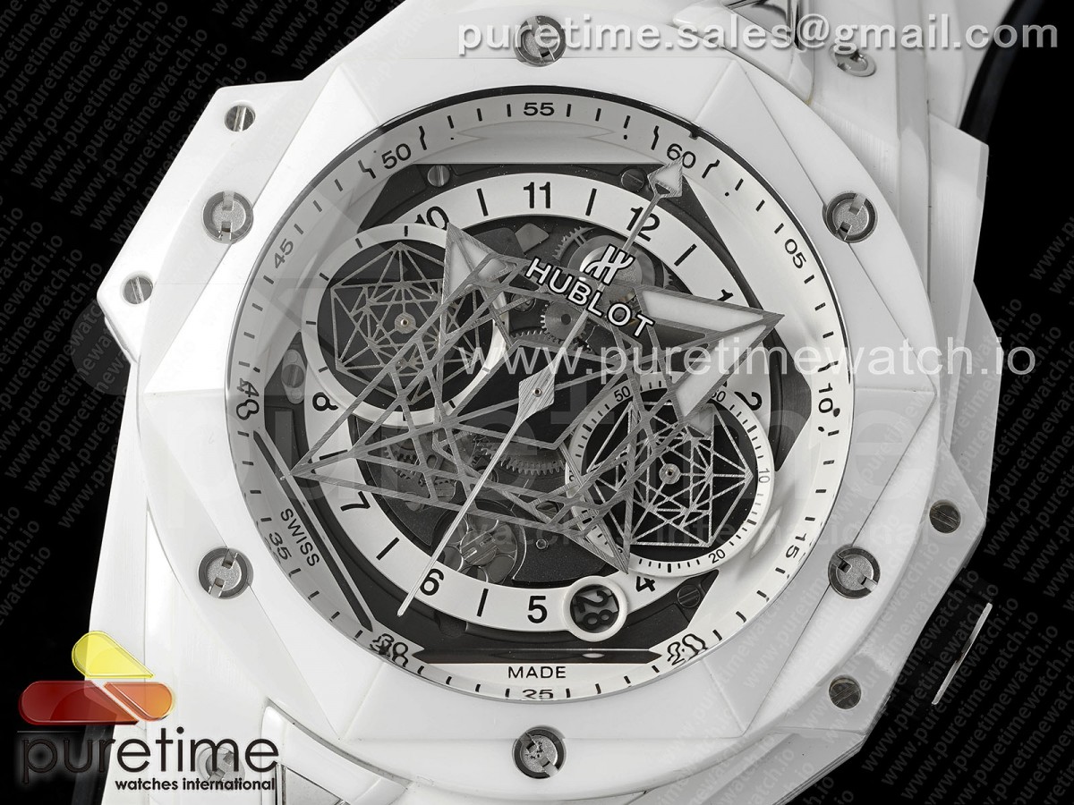 Big Bang Sang Bleu II White Ceramic BBF on Green Rubber Strap A1240