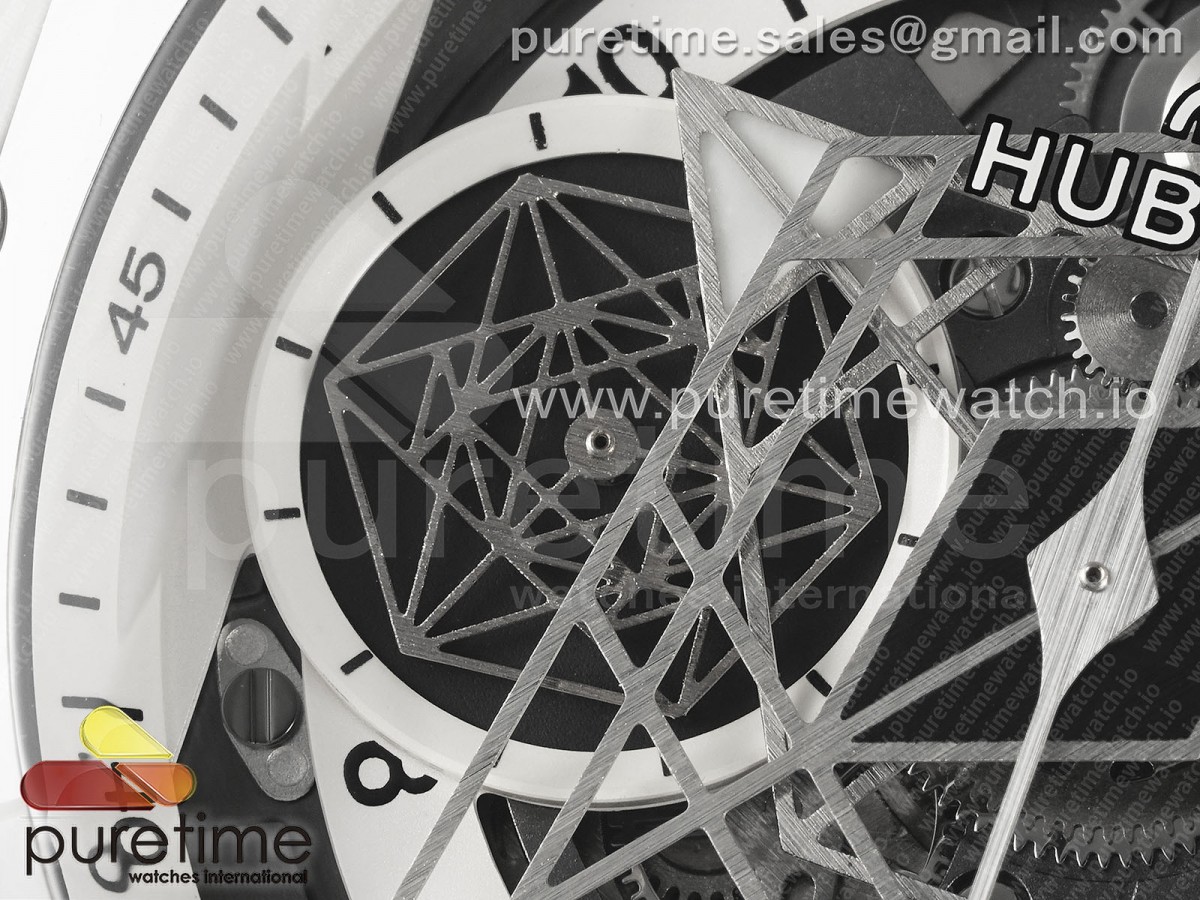 Big Bang Sang Bleu II White Ceramic BBF on Green Rubber Strap A1240