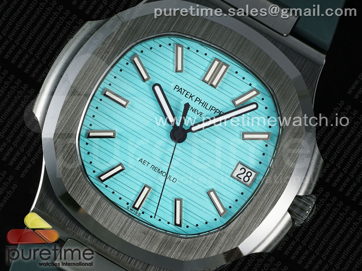 AET Nautilus 5711 Green Ceramic AMGF Tiffany Blue Dial on Green Rubber Strap MIYOTA 9015