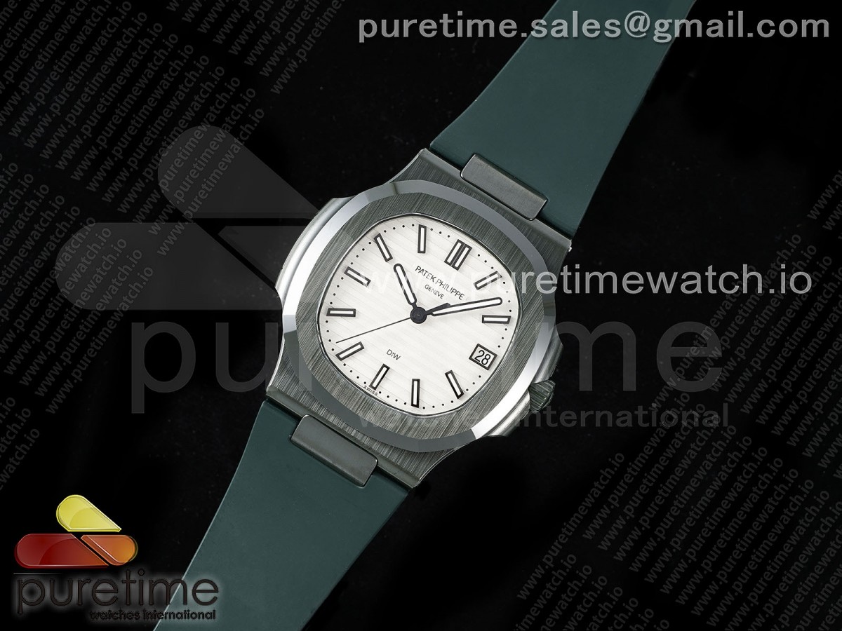 AET Nautilus 5711 Green Ceramic AMGF White Dial on Green Rubber Strap MIYOTA 9015
