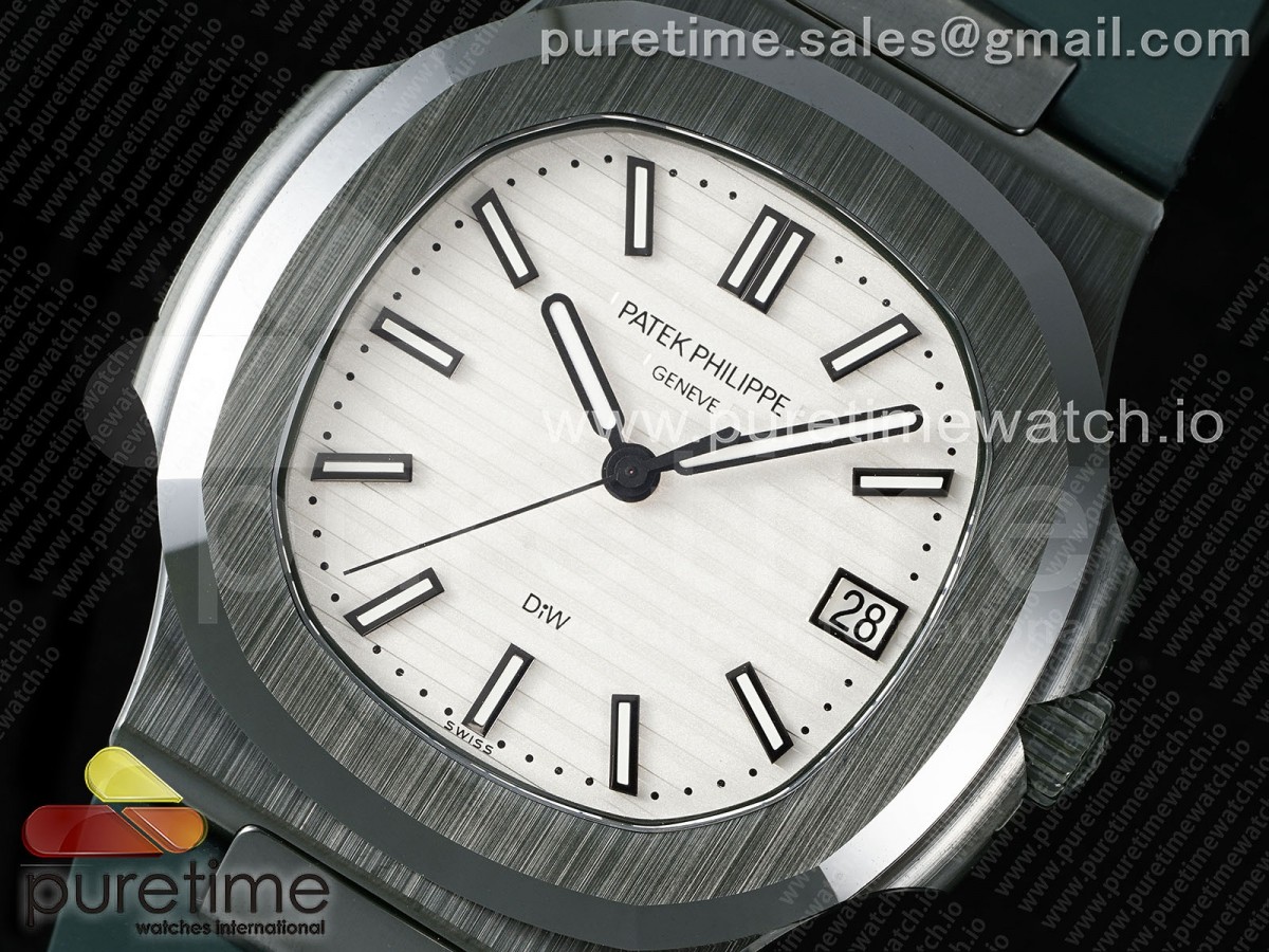 AET Nautilus 5711 Green Ceramic AMGF White Dial on Green Rubber Strap MIYOTA 9015