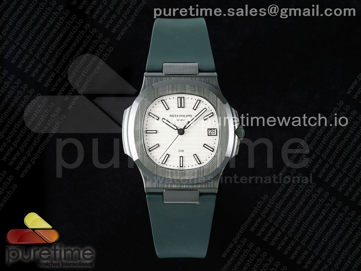 AET Nautilus 5711 Green Ceramic AMGF White Dial on Green Rubber Strap MIYOTA 9015