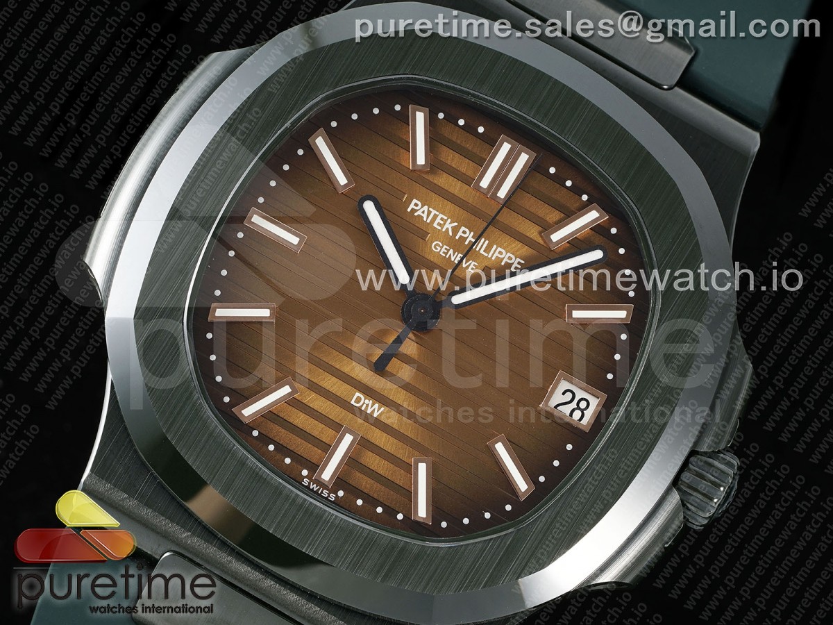 AET Nautilus 5711 Green Ceramic AMGF Brown Dial on Green Rubber Strap MIYOTA 9015