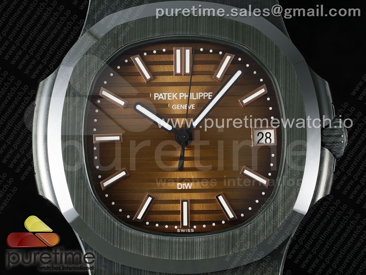 AET Nautilus 5711 Green Ceramic AMGF Brown Dial on Green Rubber Strap MIYOTA 9015