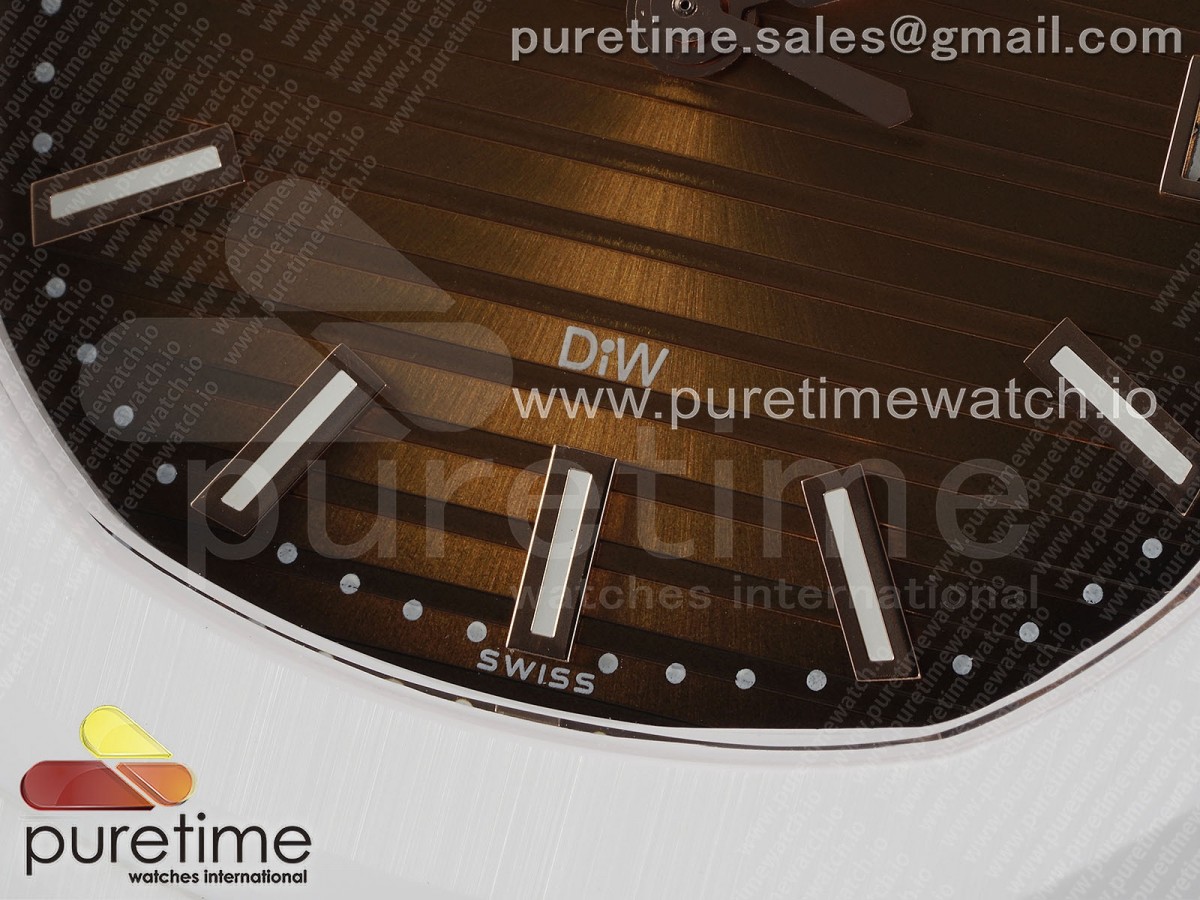 AET Nautilus 5711 White Ceramic AMGF Brown Dial on White Rubber Strap MIYOTA 9015