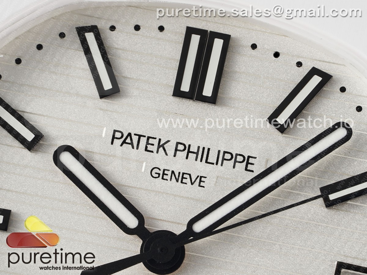 AET Nautilus 5711 White Ceramic AMGF White Dial on White Rubber Strap MIYOTA 9015