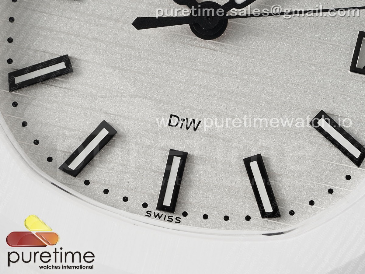 AET Nautilus 5711 White Ceramic AMGF White Dial on White Rubber Strap MIYOTA 9015