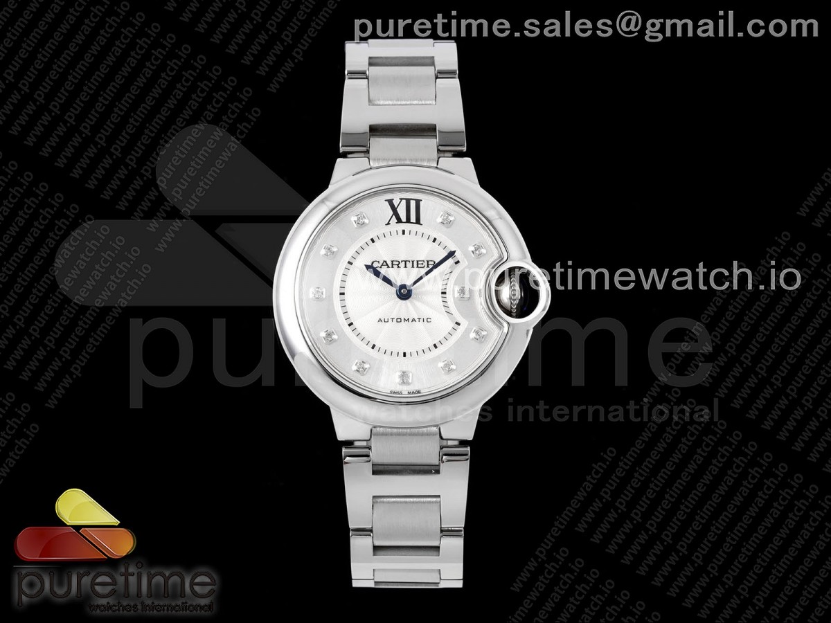 Ballon Bleu 33mm SS AF White Diamonds Dial on SS Bracelet SEIKO NH05A
