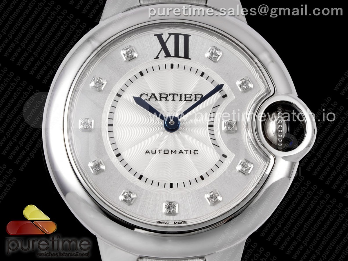 Ballon Bleu 33mm SS AF White Diamonds Dial on SS Bracelet SEIKO NH05A